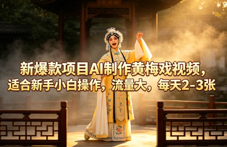 新爆款项目AI制作黄梅戏视频，适合新手小白操作，流量大，每天2-3张-海淘下载站