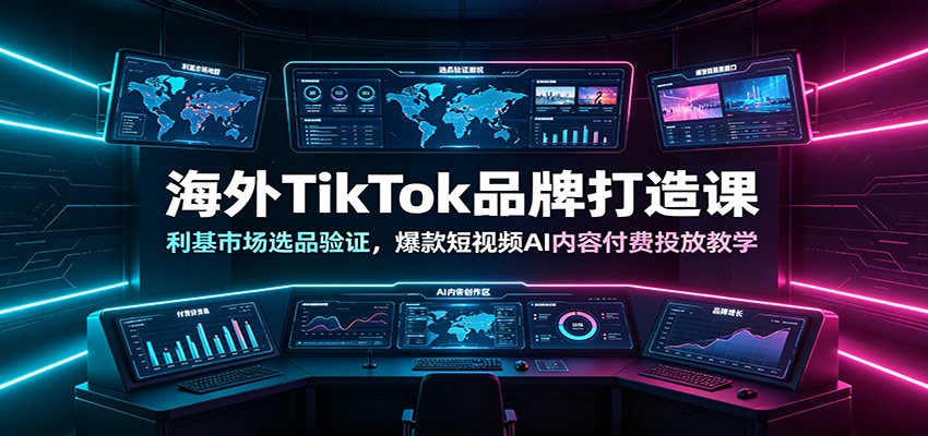 海外TikTok品牌打造课:利基市场选品验证,爆款短视频AI内容付费投放教学-海淘下载站