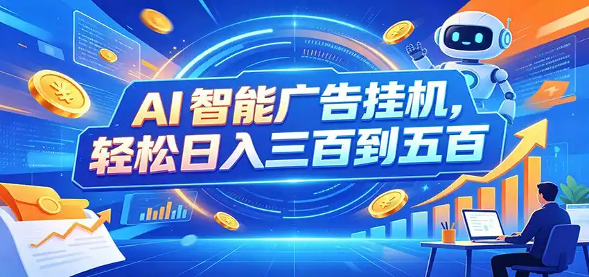 AI智能广告挂机,24小时自动跑,日入300-500,新手零门槛-海淘下载站