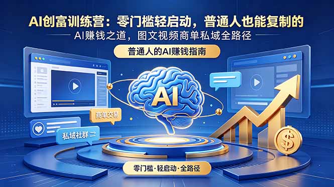 AI创富训练营：零门槛轻启动，普通人也能复制的AI赚钱之道，图文视频商单私域全路径-海淘下载站