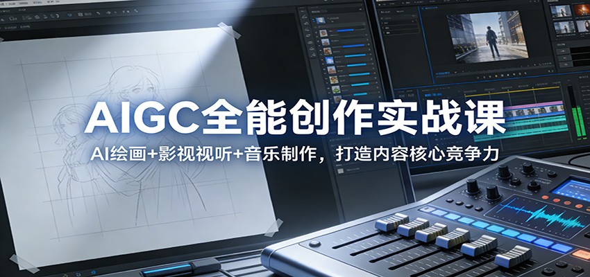 AIGC全能创作实战课：AI绘画+影视视听+音乐制作，打造内容核心竞争力-海淘下载站
