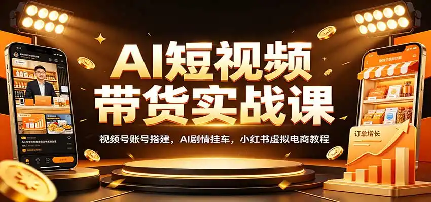 AI短视频带货实战课:视频号账号搭建,AI剧情挂车,小红书虚拟电商教程 AI短视频带货实战课:视频号账号搭建,AI剧情挂车,小红书虚拟电商教程