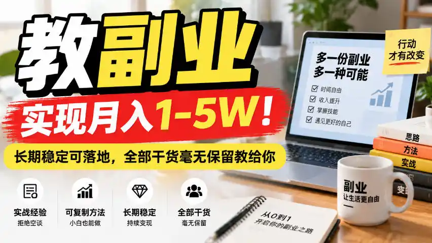 “教副业”实现月入1-5W！长期稳定可落地，全部干货毫无保留教给你【揭秘】-海淘下载站