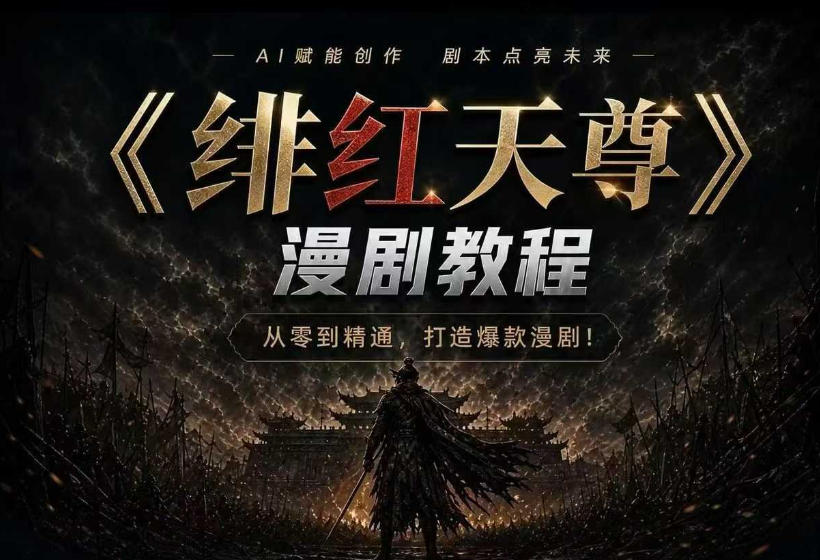 绯红天尊AI漫剧系统教程｜从零入门到精通，工具运用+剧本创作+爆款逻辑+提示词素材+镜头剪辑，全套爆款漫剧落地实战课-海淘下载站
