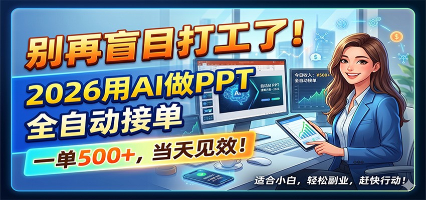 别再盲目打工了!2026用AI做PPT全自动接单,一单5张+,当天见效!-海淘下载站