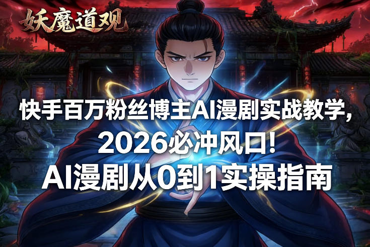 快手百万粉丝博主AI漫剧实战教学,2026必冲风口!AI漫剧从0到1实操指南-海淘下载站