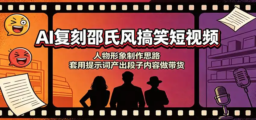 AI复刻邵氏风搞笑短视频:人物形象制作思路,套用提示词产出段子内容做带货-海淘下载站