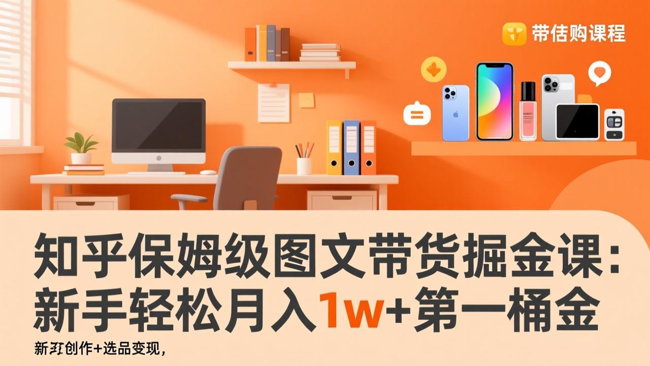 知乎保姆级图文带货掘金课：账号打造+爆文创作+选品变现，新手轻松月入1w+第一桶金-海淘下载站