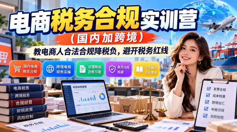 电商税务合规实训营(国内加跨境)，教电商人合法合规降税负，避开税务红线-海淘下载站