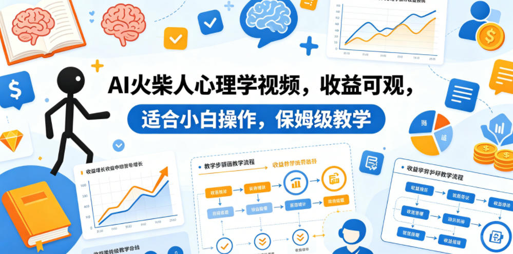 AI火柴人心理学视频，收益可观，适合小白操作，保姆级教学-海淘下载站