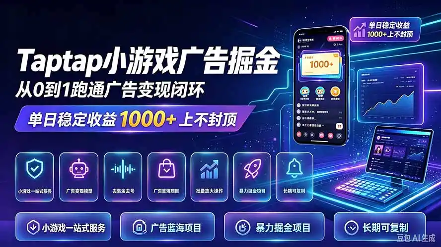 TapTap小游戏广告掘金日赚收益1000+上不封顶-海淘下载站