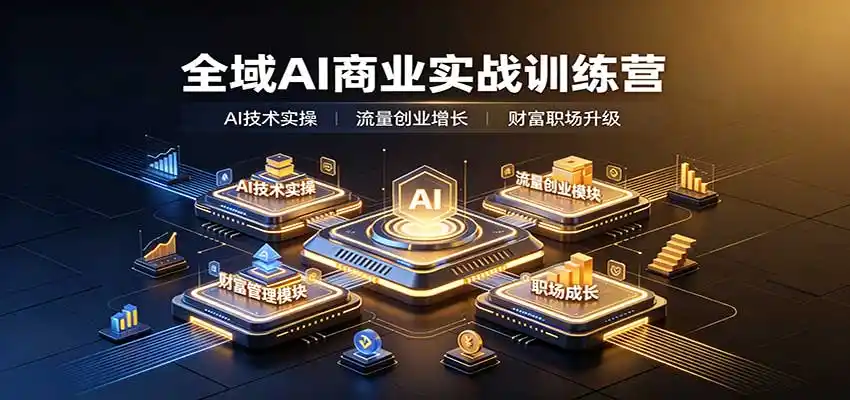 全域AI商业实战训练营:涵盖AI技术实操、流量创业、财富管理与职场成长全体系内容-海淘下载站