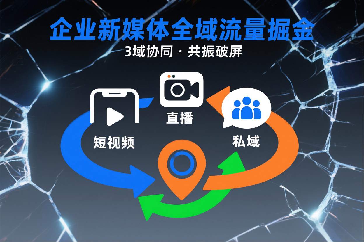 短视频全域商业模式，企业新媒体全域流量掘金，3域协同，共振破屏，短视频-直播-私域-地域-海淘下载站