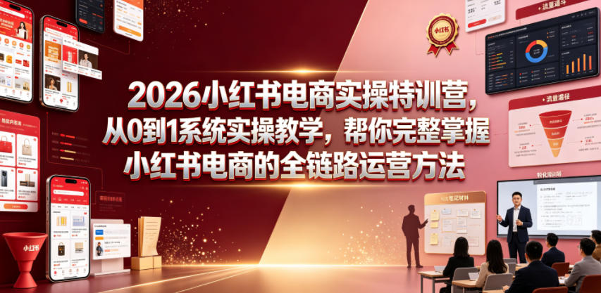 2026小红书电商实操特训营,从0到1系统实操教学,帮你完整掌握小红书电商的全链路运营方法-海淘下载站