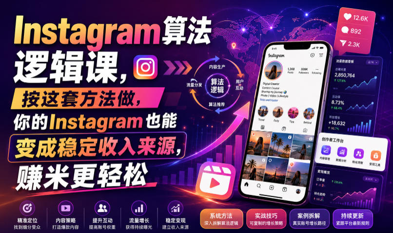 Instagram算法逻辑课，按这套方法做，你的Instagram也能变成稳定收入来源，賺米更轻松【原创双语字幕】-海淘下载站
