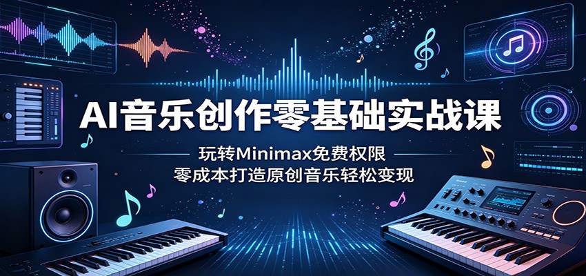 AI音乐创作零基础实战课：玩转Minimax免费权限，零成本打造原创音乐轻松变现-海淘下载站