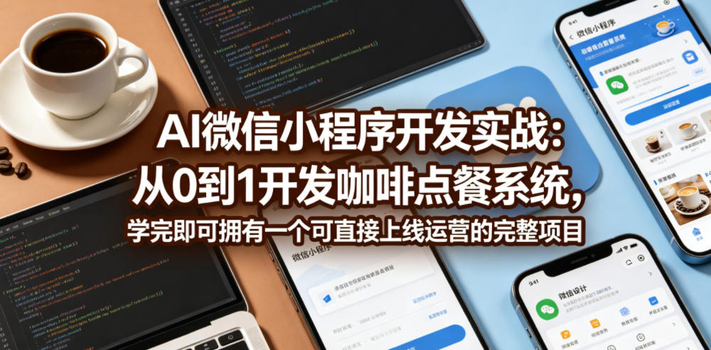 AI微信小程序开发实战:从0到1开发咖啡点餐系统,学完即可拥有一个可直接上线运营的完整项目-海淘下载站
