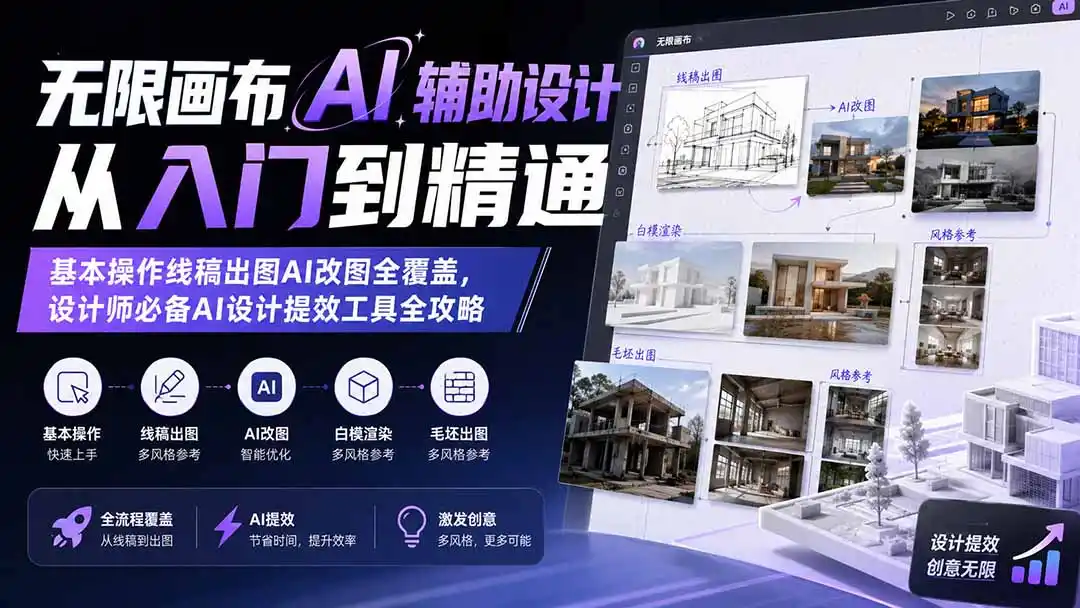 无限画布AI辅助设计从入门到精通；基本操作线稿出图AI改图全覆盖，设计师必备AI设计提效工具全攻略-海淘下载站