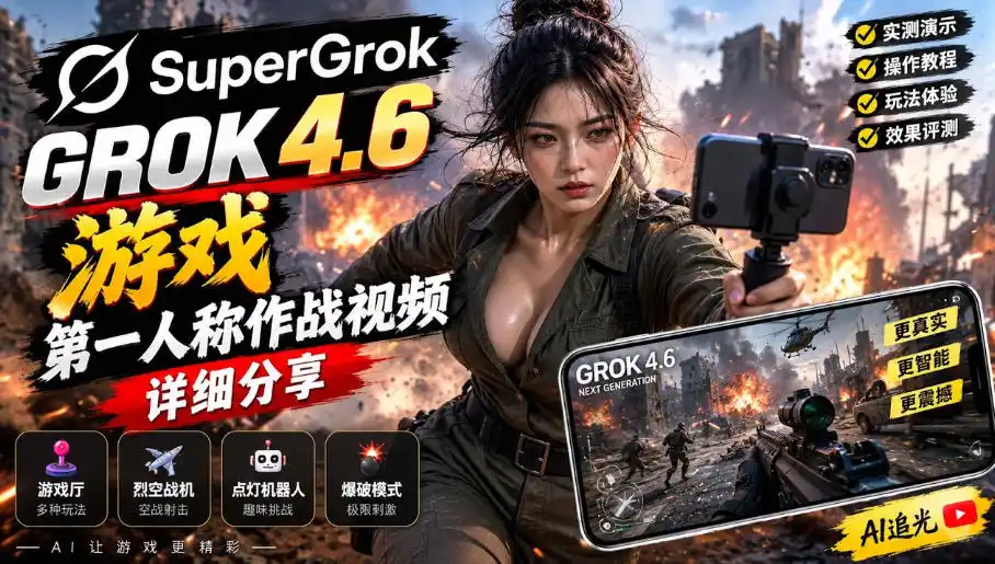 Grok 4.6也能做游戏？第一人称作战视频实测｜玩法详细讲解-海淘下载站