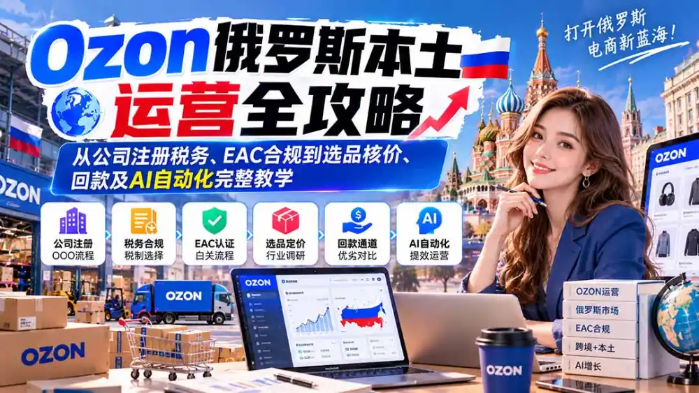 Ozon俄罗斯本土运营全攻略：从公司注册税务、EAC合规到选品核价、回款及AI自动化完整教学-海淘下载站