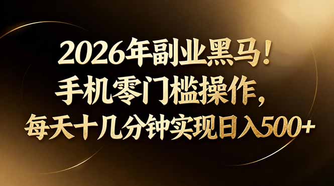2026年副业黑马！手机零门槛操作，每天十几分钟实现日入500+-海淘下载站