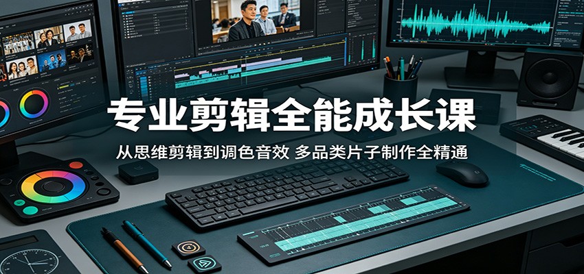 专业剪辑全能成长课：从思维剪辑到调色音效，多品类片子制作全精通-海淘下载站