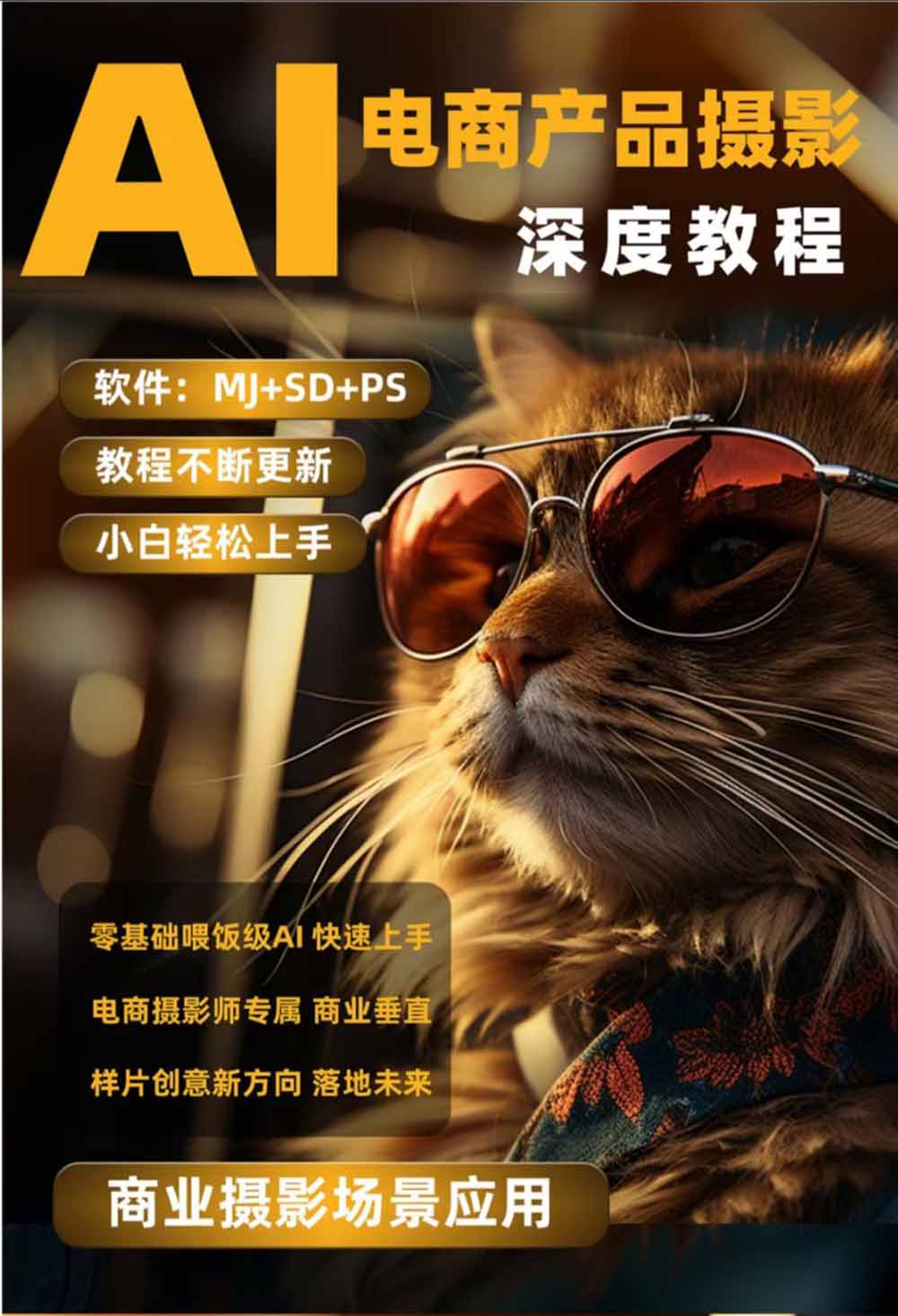 AI电商人像摄影实战课·SD多端部署｜MJ完整教学｜家电护肤家具商品图人像写真全案例-海淘下载站