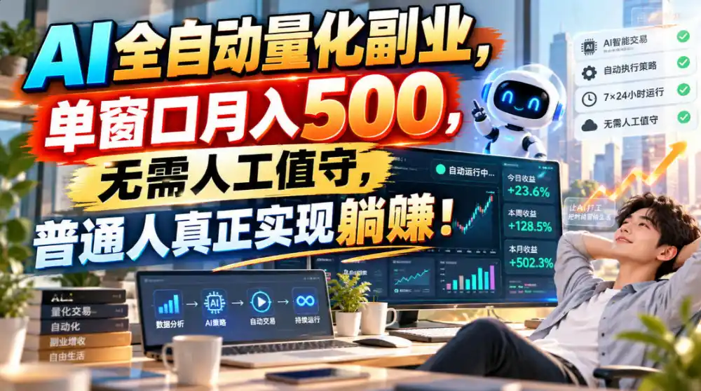 AI全自动量化副业，单窗口月入500，无需人工值守，普通人真正实现躺賺！-海淘下载站