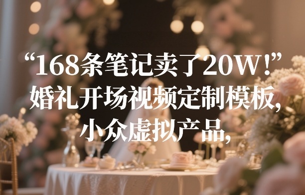 168条笔记卖了20W！婚礼开场视频定制模板，小众虚拟产品-海淘下载站