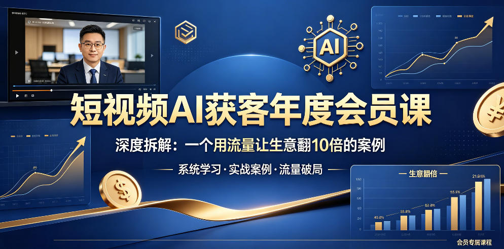 短视频AI获客年度会员课，深度拆解，一个用流量让生意翻10倍的案例-海淘下载站