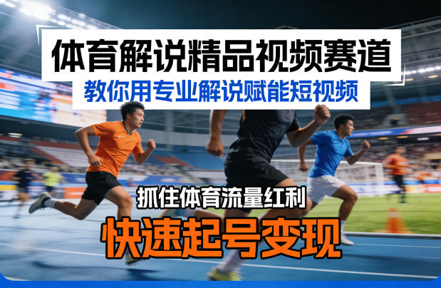 体育解说精品视频赛道，教你用专业解说赋能短视频，抓住体育流量红利，快速起号变现-海淘下载站