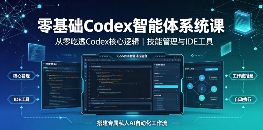 零基础Codex智能体系统课|从零吃透Codex核心逻辑、技能管理与IDE工具,搭建专属私人AI自动化工作流-海淘下载站