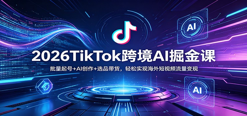 2026TikTok跨境AI掘金课：批量起号+AI创作+选品带货，轻松实现海外短视频流量变现-海淘下载站