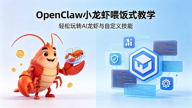 不用懂技术！OpenClaw小龙虾喂饭式教学，轻松玩转AI龙虾与自定义技能-海淘下载站