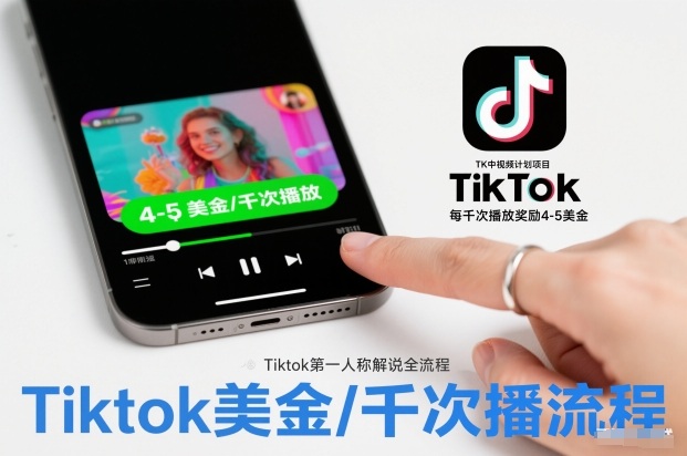 TK中视频计划项目,Tiktok第一人称解说流程,每干次播放奖励4-5美金-海淘下载站