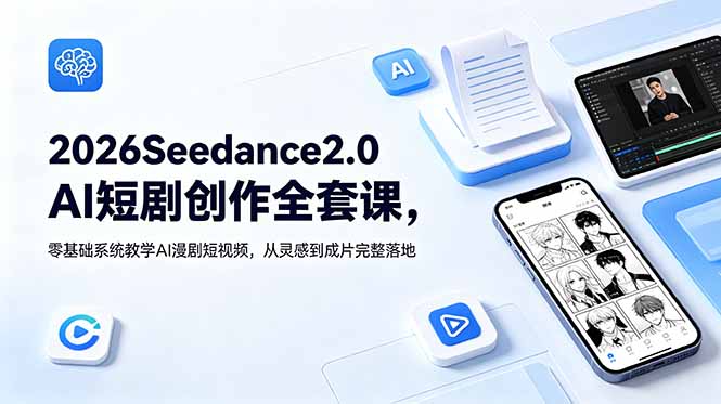 2026Seedance2.0AI短剧创作全套课,零基础系统教学AI漫剧短视频,从灵感到成片完整落地-海淘下载站