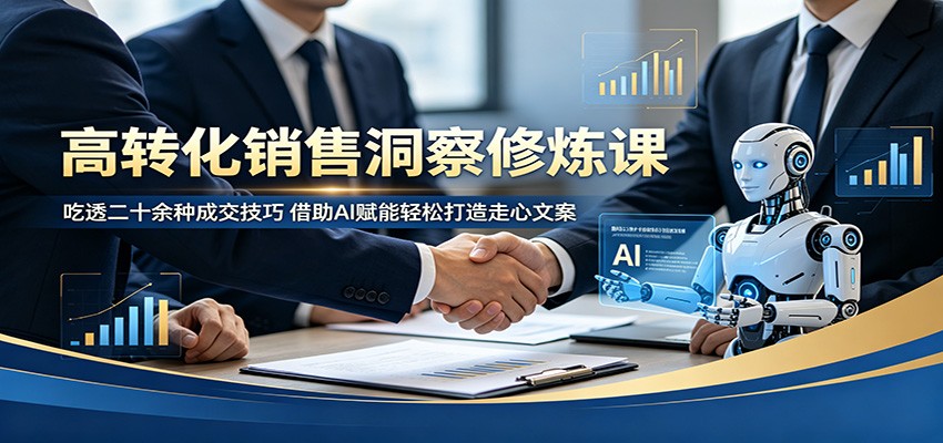 高转化销售洞察修炼课：吃透二十余种成交技巧，借助AI赋能轻松打造走心文案-海淘下载站