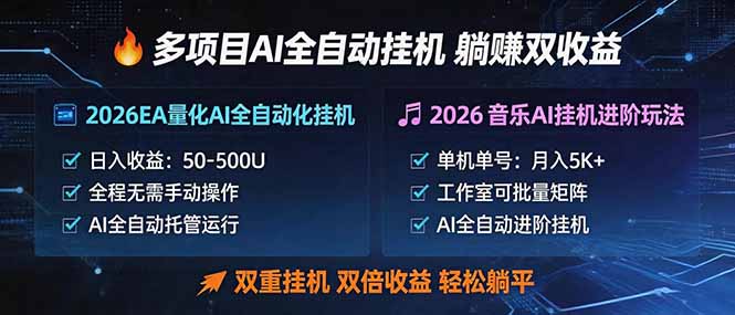 多项目AI自动挂机玩法：双重挂机，双倍收益，轻松躺平-海淘下载站