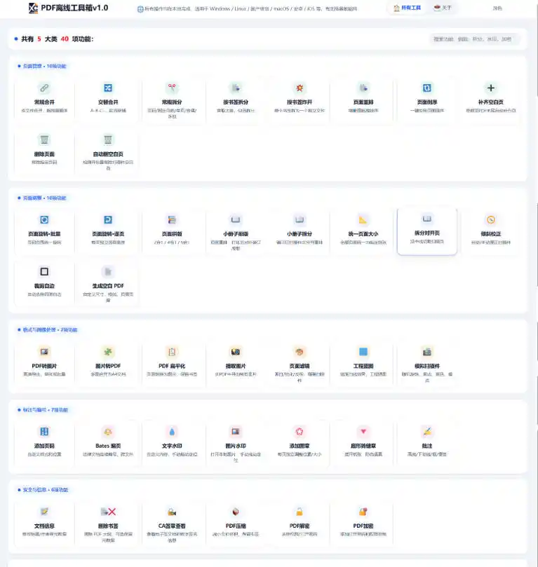 免费PDF工具箱!4MB离线运行,40+功能,合并拆分压缩加密全搞定!-海淘下载站