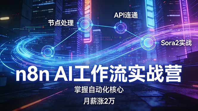 n8n AI工作流实战营，节点处理+API连通+Sora2实战，掌握自动化核心月薪涨2万-海淘下载站