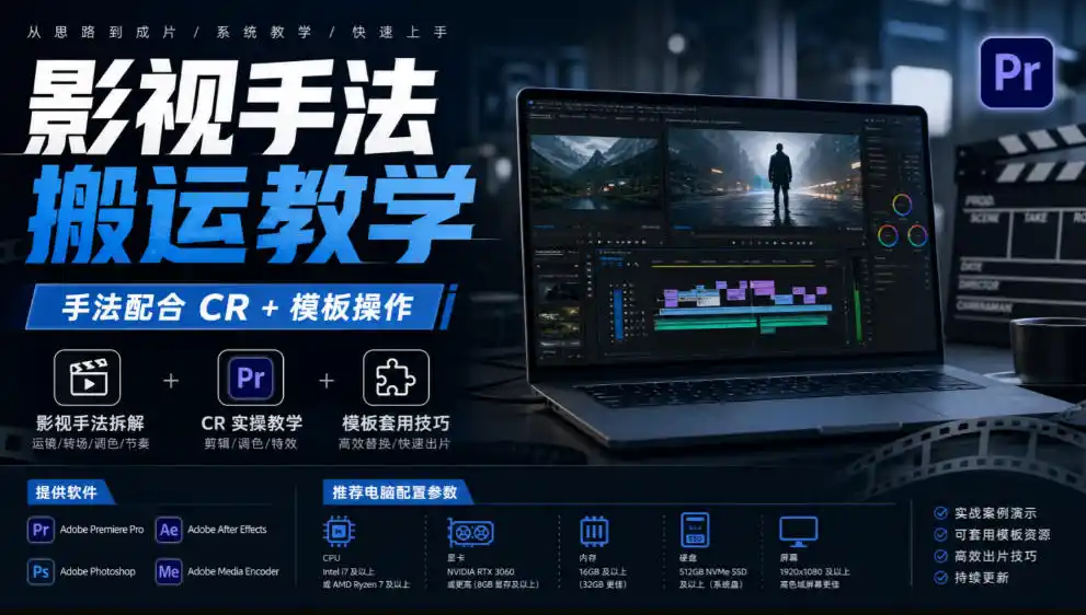 影视手法搬运教学,手法配合CR+模板操作,需要电脑,提供软件+配置参数-海淘下载站
