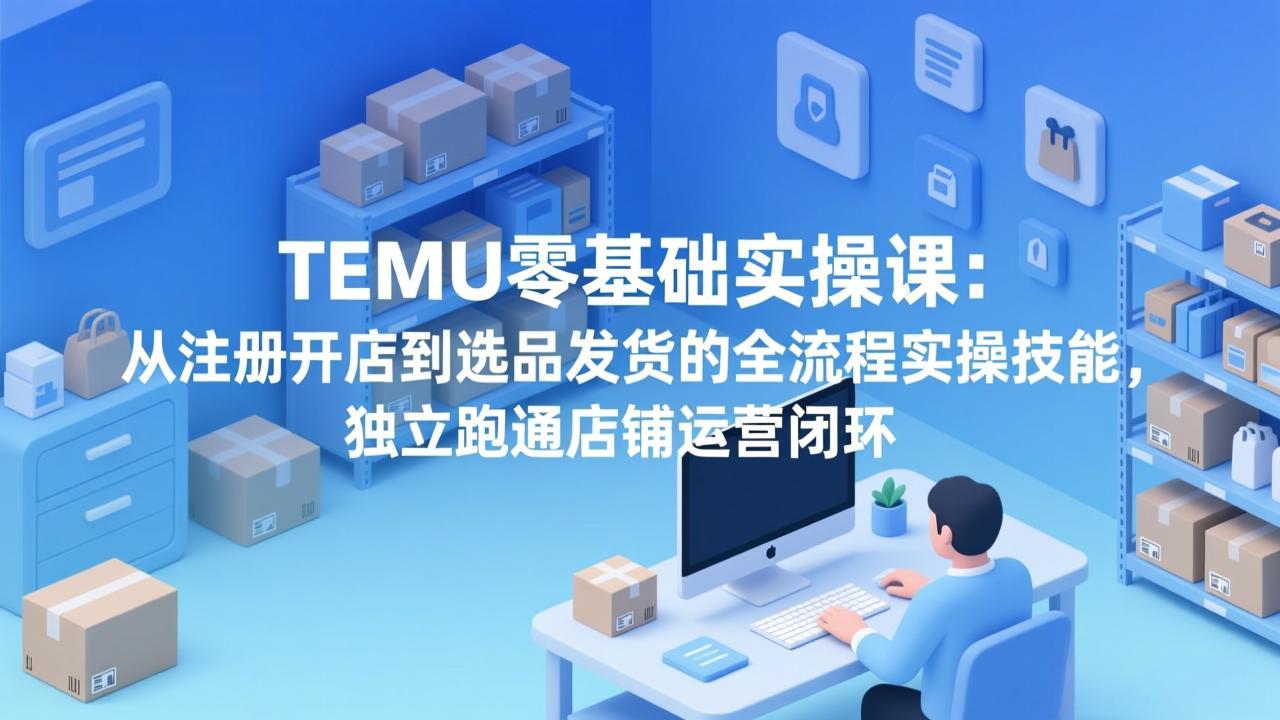 TEMU零基础实操课：从注册开店到选品发货的全流程实操技能，独立跑通店铺运营闭环-海淘下载站