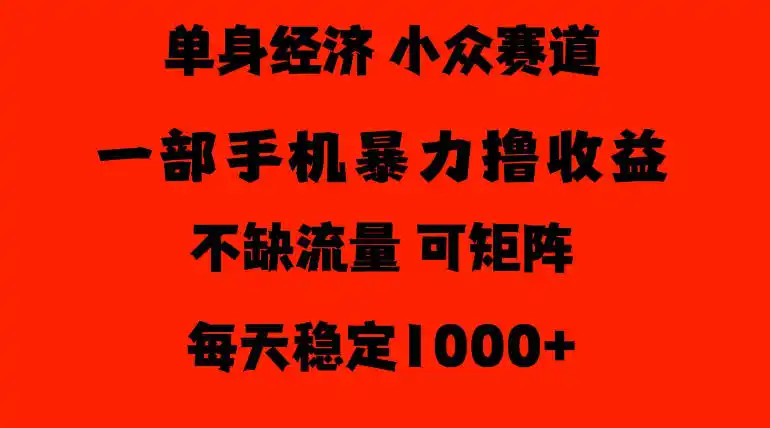 26年暴力单身经济,稳定日入500-1k,不缺流量,流量极大,冷门小众赛道,门槛低小白轻松上手【揭秘】-海淘下载站