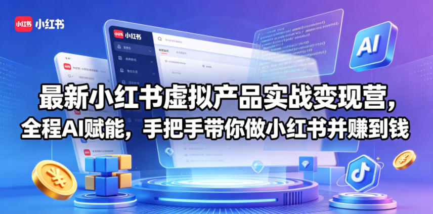 最新小红书虚拟产品实战变现营，全程AI赋能，手把手带你做小红书并赚到钱-海淘下载站