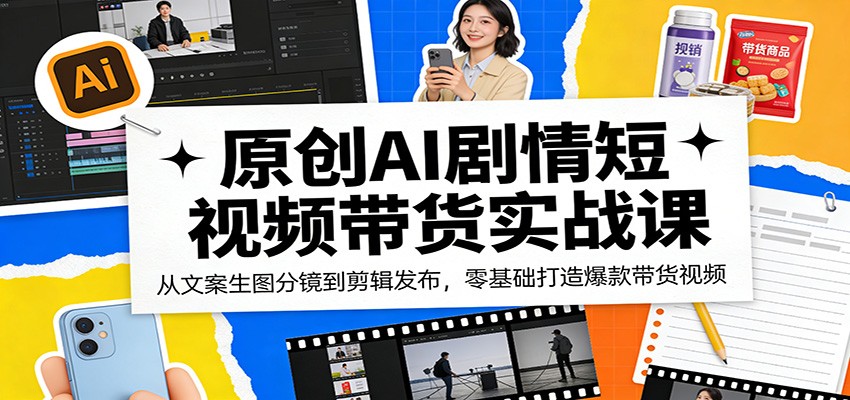 原创AI剧情短视频带货实战课:从文案生图分镜到剪辑发布,零基础打造爆款带货视频-海淘下载站