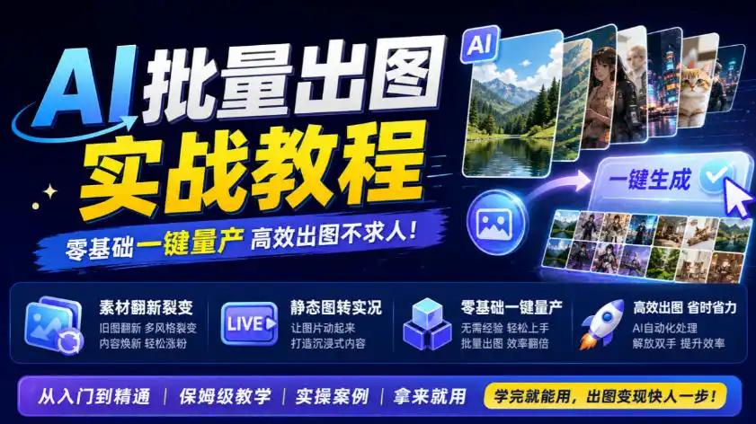AI批量出图实战教程,素材翻新裂变,静态图转实况,零基础一键量产-海淘下载站