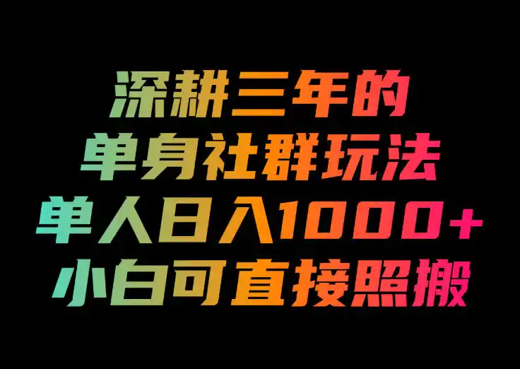 深耕三年的单身社群玩法,单人日入1000+,小白可直接照搬!【揭秘】-海淘下载站