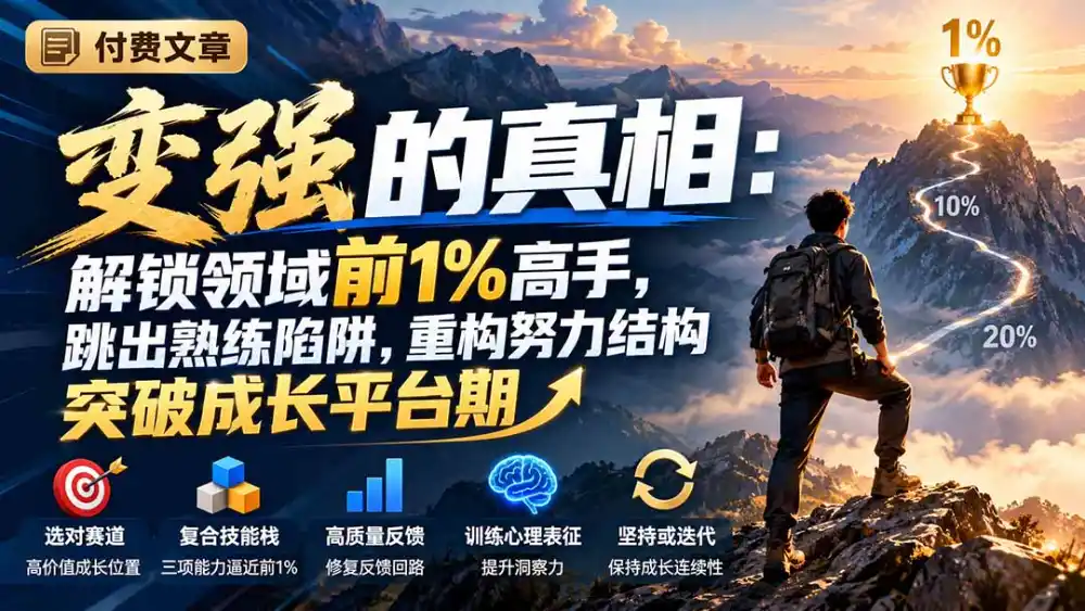 付费文章:变强的真相:解锁领域前1%高手,跳出熟练陷阱,重构努力结构突破成长平台期-海淘下载站