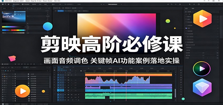 剪映高阶必修课：画面音频调色，关键帧AI功能案例落地实操-海淘下载站