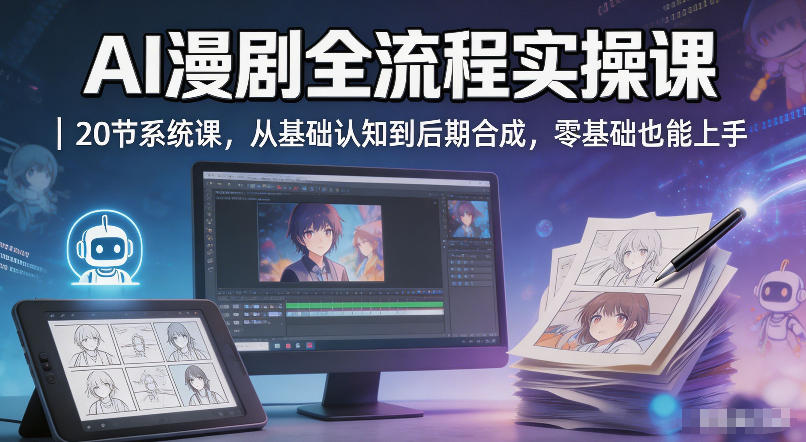 AI漫剧全流程实操课｜20节系统课，从基础认知到后期合成，零基础也能上手-海淘下载站